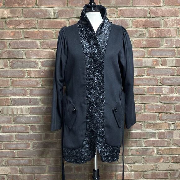 Samuel Dong Black Quarter Length Coat Size Large - Picture 7 of 10